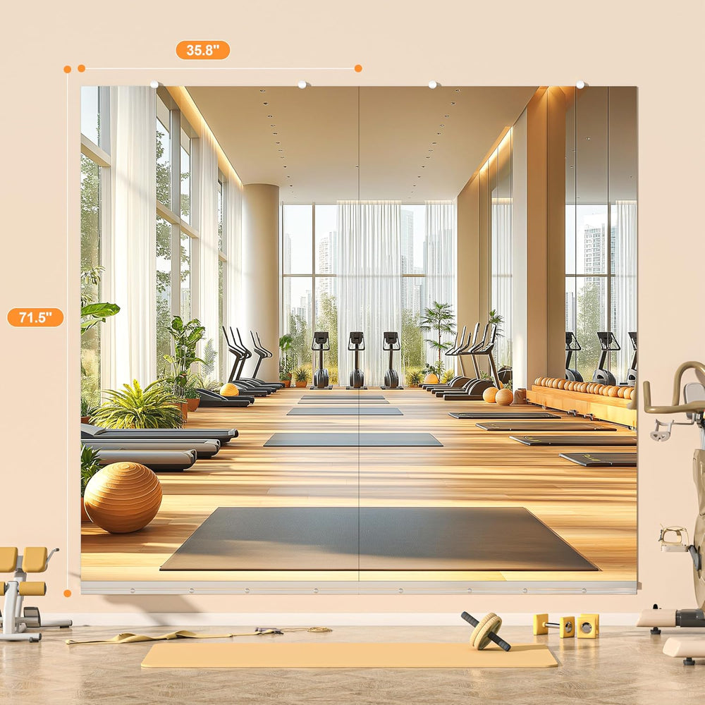 Hasipu 2 Pack Home Gym Mirrors with Glass Clamps, 72"x36" Each, Ful...