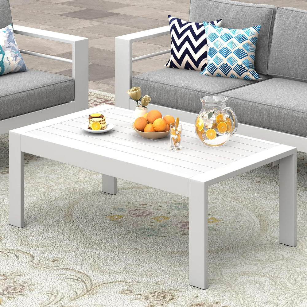 Wisteria Lane Aluminum Outdoor Furniture Patio Coffee Table, All-Weather Outd...