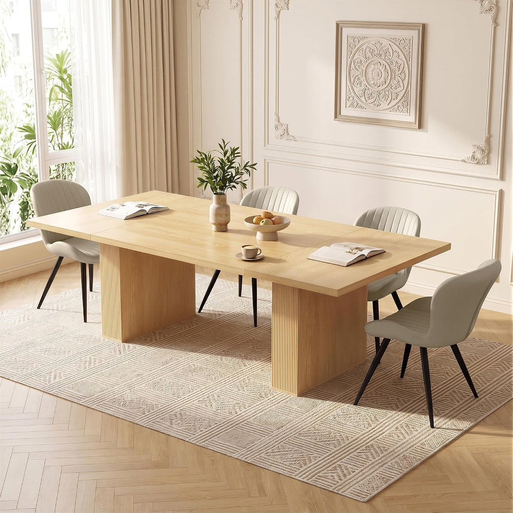 Miereirl 9-Piece Modern Farmhouse Dining Table Set for 8, 78" Kitchen Ta...