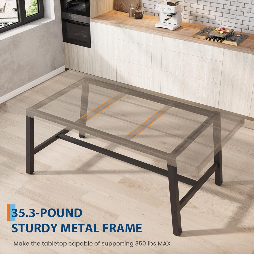 GarveeHome Industrial Dining Table for 6-8 People, 70.87" Long Kitchen T...