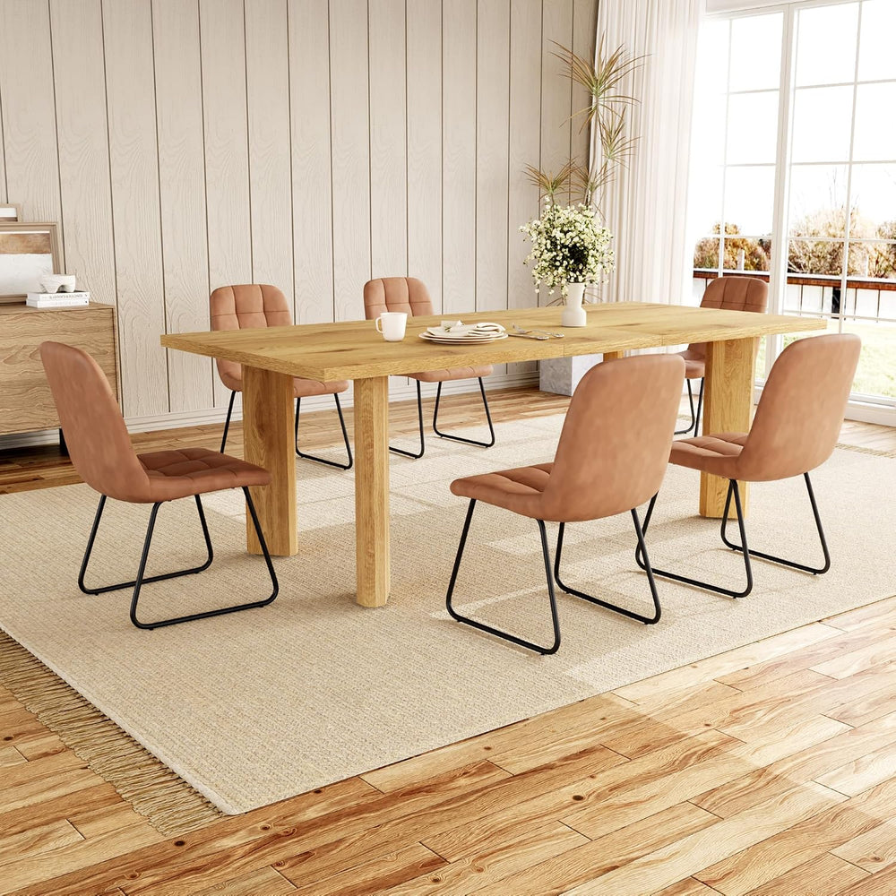 HIPIHOM Extendable Dining Table Set for 6, Seats 6-8 | MDF Farmhouse Extends ...