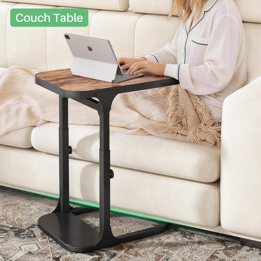 Kitstorack Ultra Stable & Durable End Table, Ajustable Height C Shaped Si...