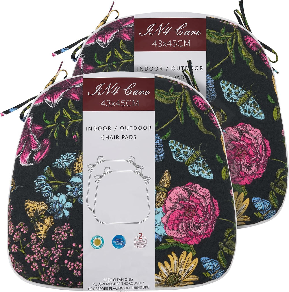Indoor/Outdoor Chair Cushions 17"X16"X2" with Ties for Dining ...