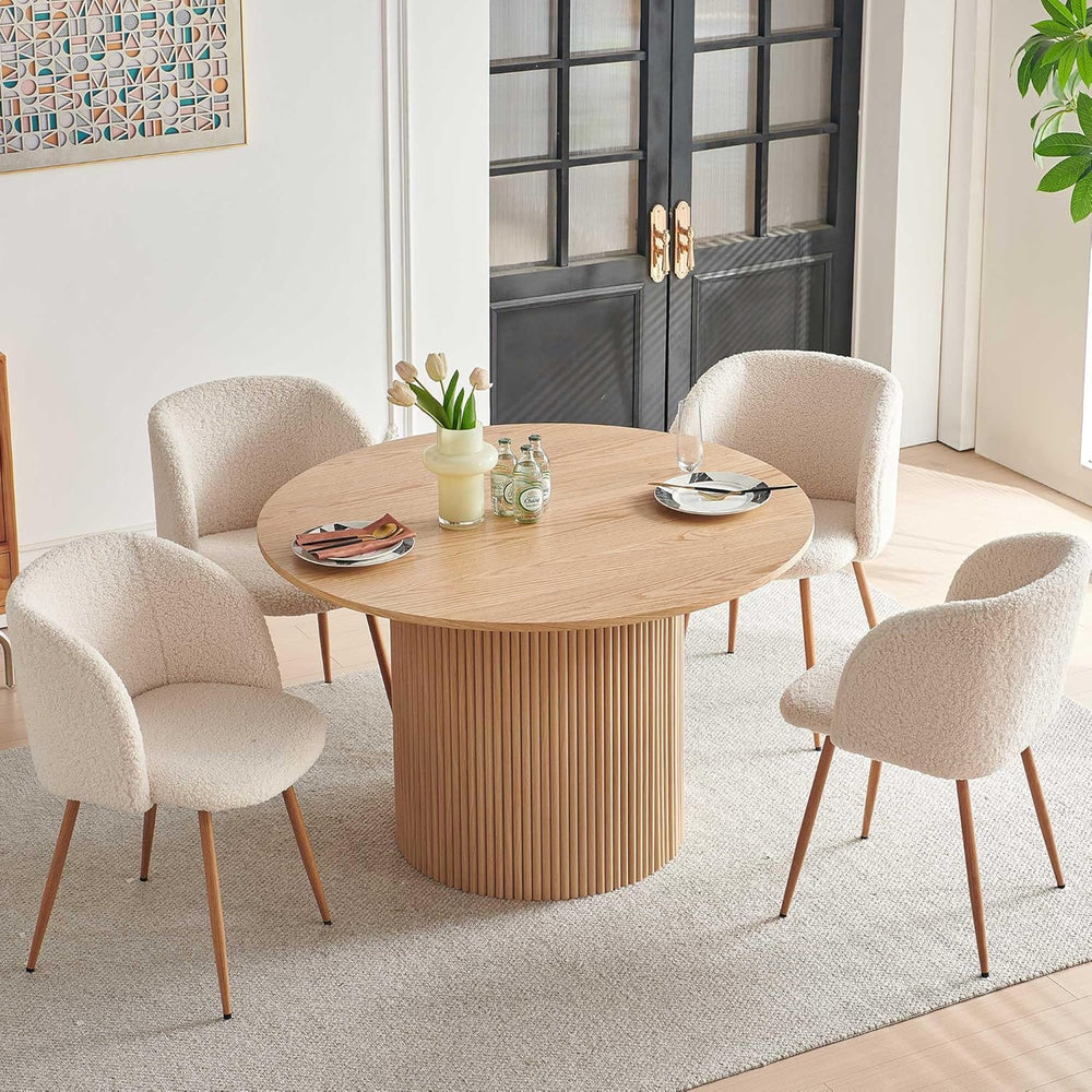 NORDICANA 5-Piece Wooden Round Dining Room Table and Chair Set, 47-Inch Kitch...