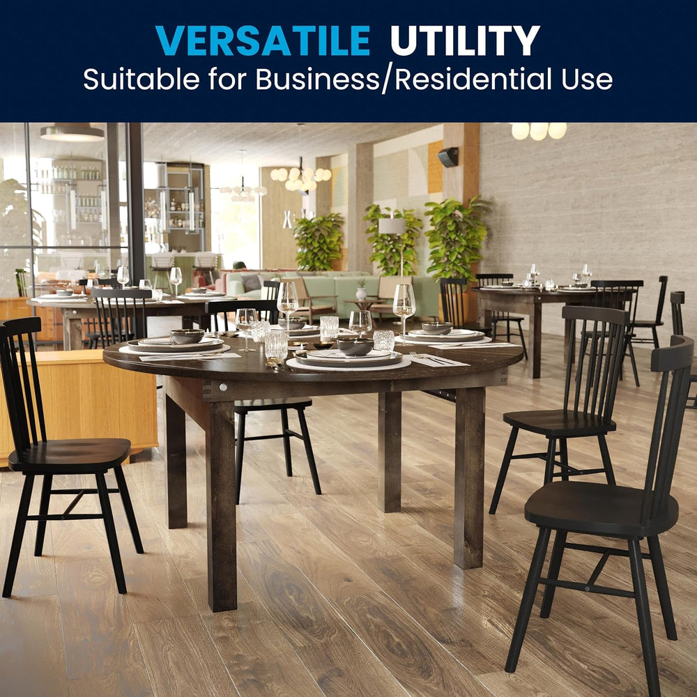 Flash Furniture Hercules Commercial Round Farmhouse Folding Table, Antique Ru...