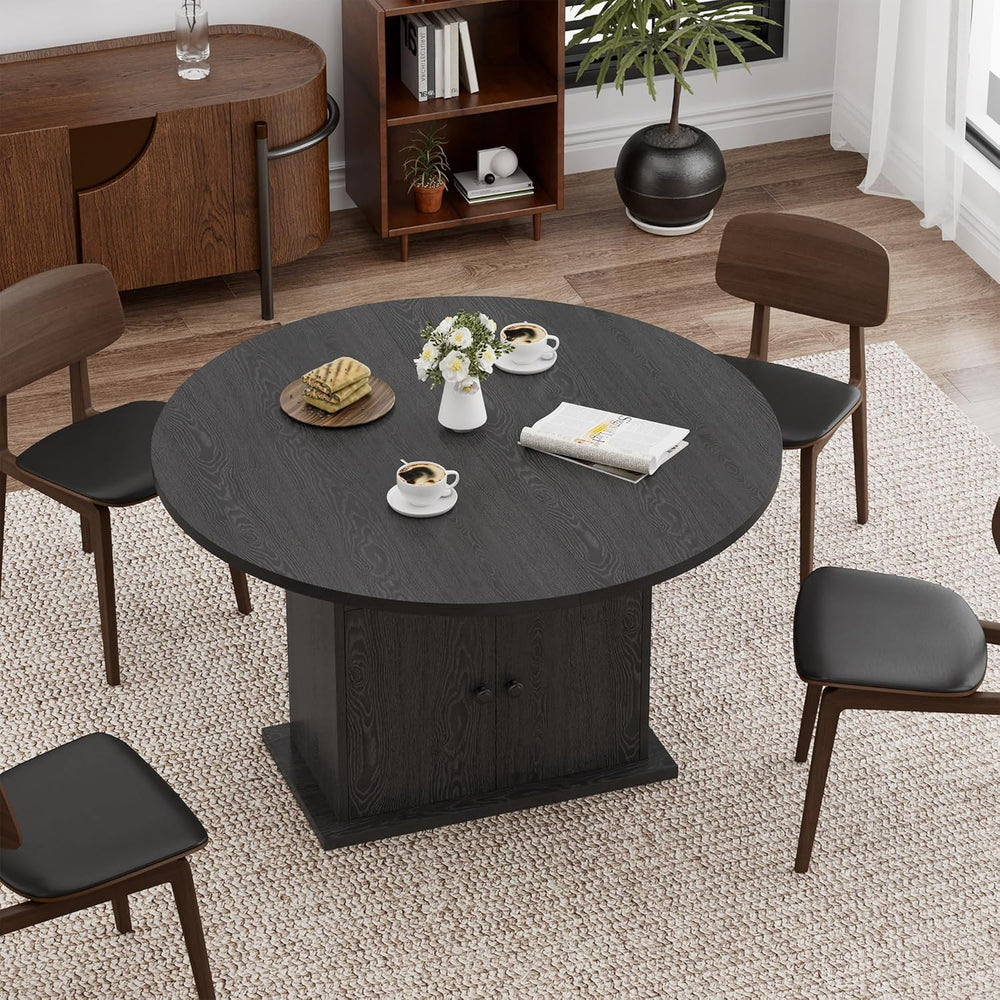 43.3in-59in Extendable Round Dining Table for 4-8, Modern Expandable Kitchen ...