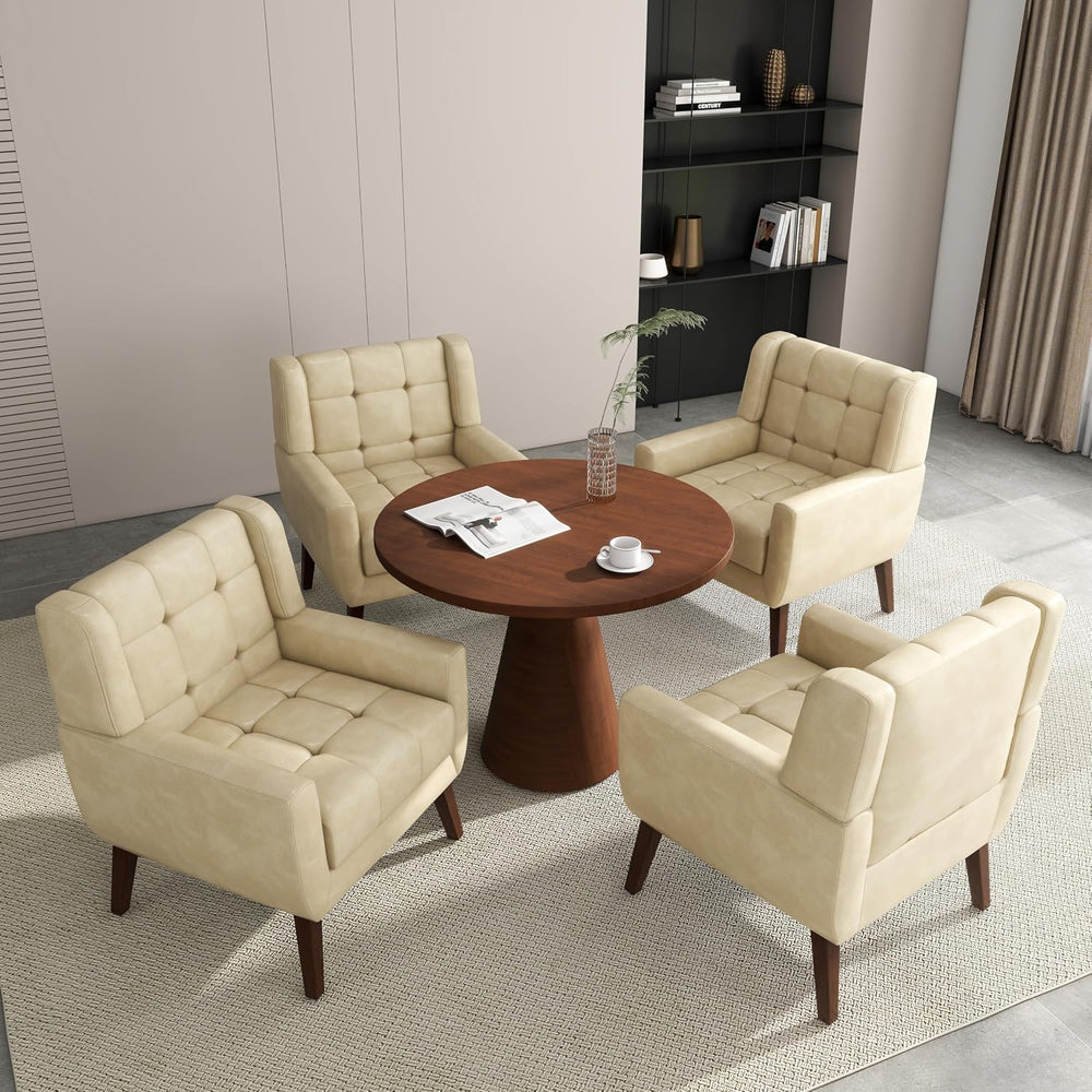 Accent Chair, Comfy Mid Century Modern Small Armchairs with Solid Wood Frame ...