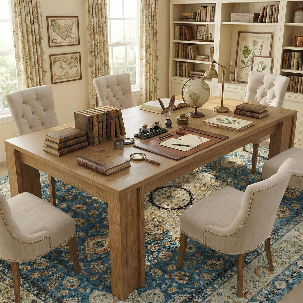 CABIHOME 71" Long Dining Table for 6-8, Rectangular Farmhouse Kitchen Di...