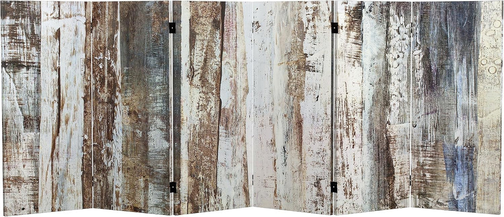 Red Lantern 3 ft. Short Double Sided Winter Woods Canvas Folding Screen 6 Pan...