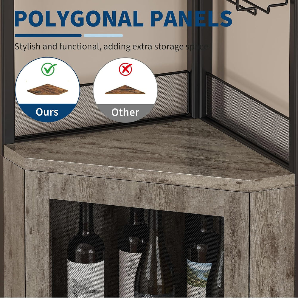 GarveeHome 5-Tiers Bar Cabinet, Corner Wine Cabinet with LED Lights