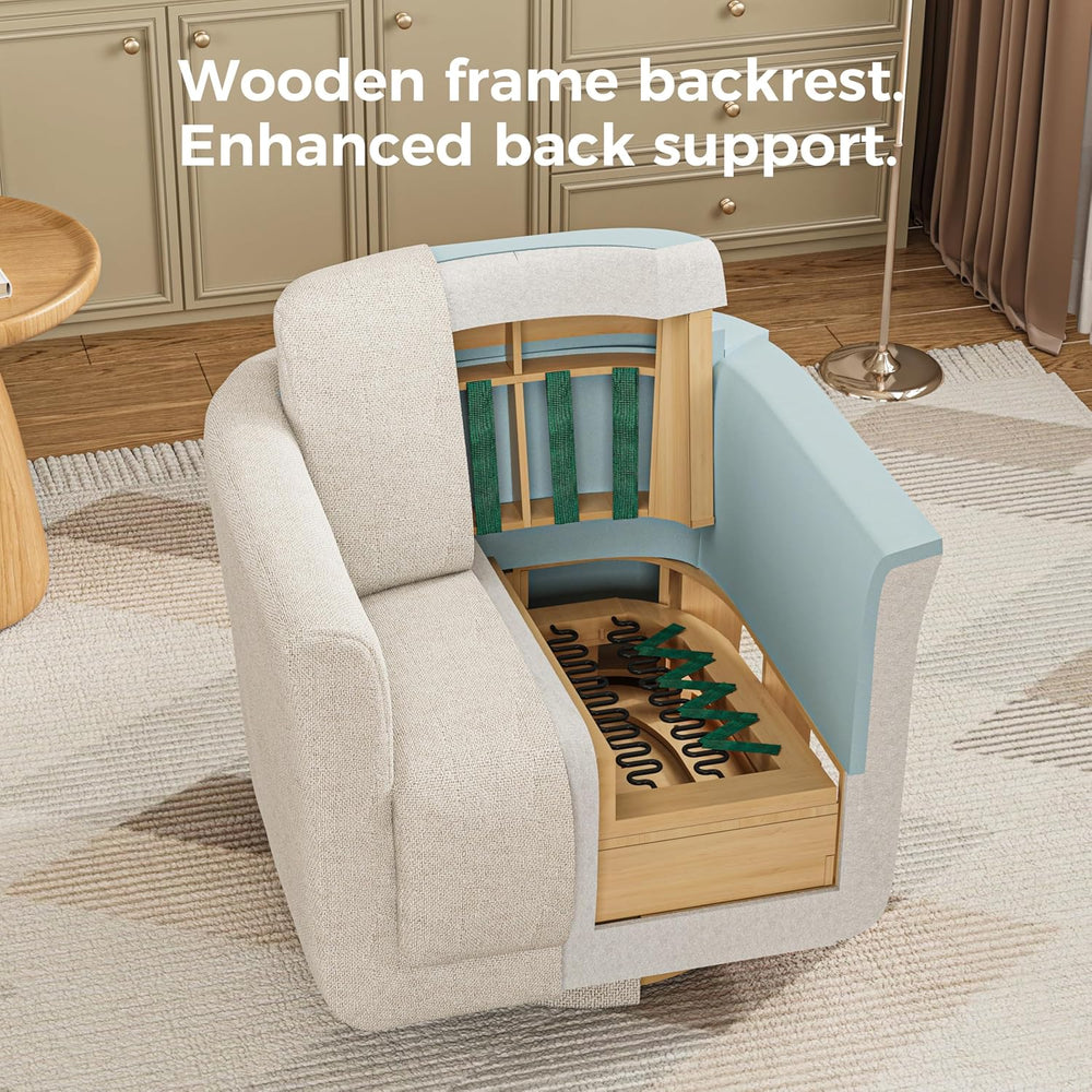 Swivel Accent Chair, 360° Chenille Barrel Armchair for Living Room, Linen