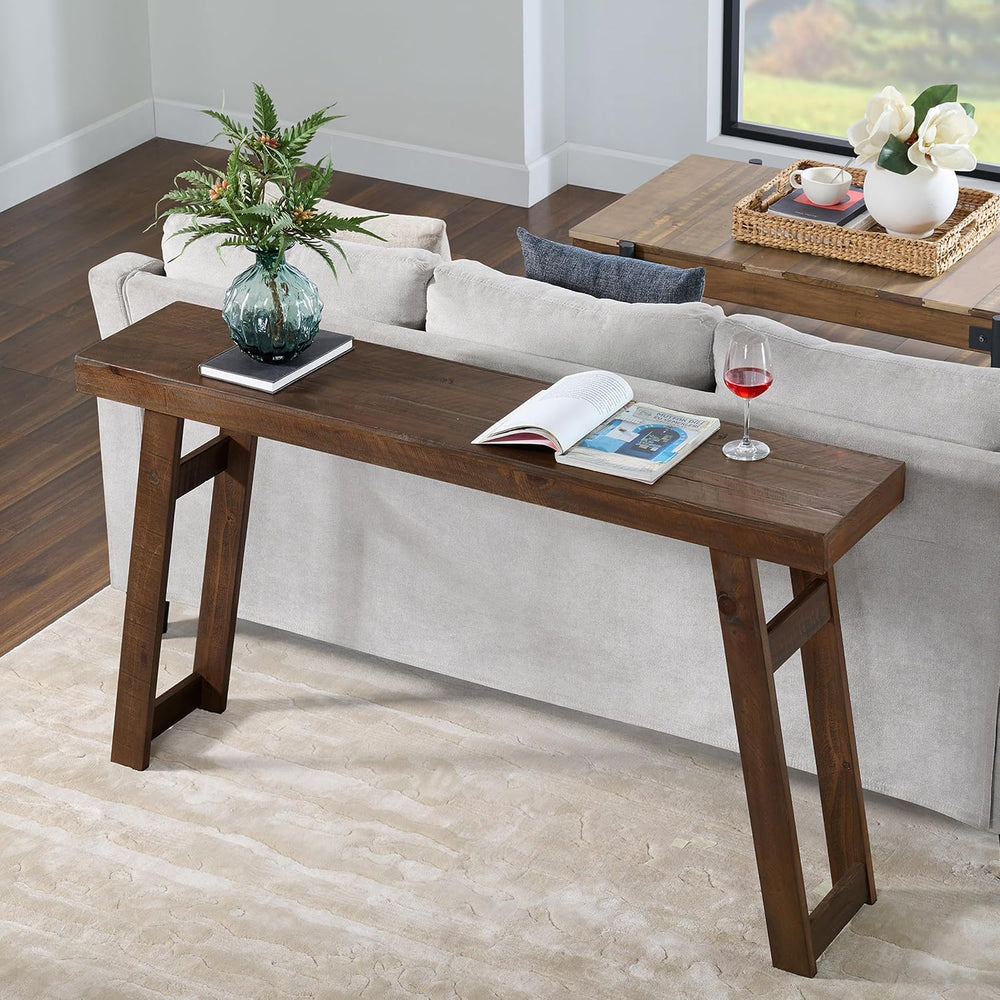 Alaterre Furniture Lawas Solid Wood Console Table, Brown, 56”x12”x32” | Moder...