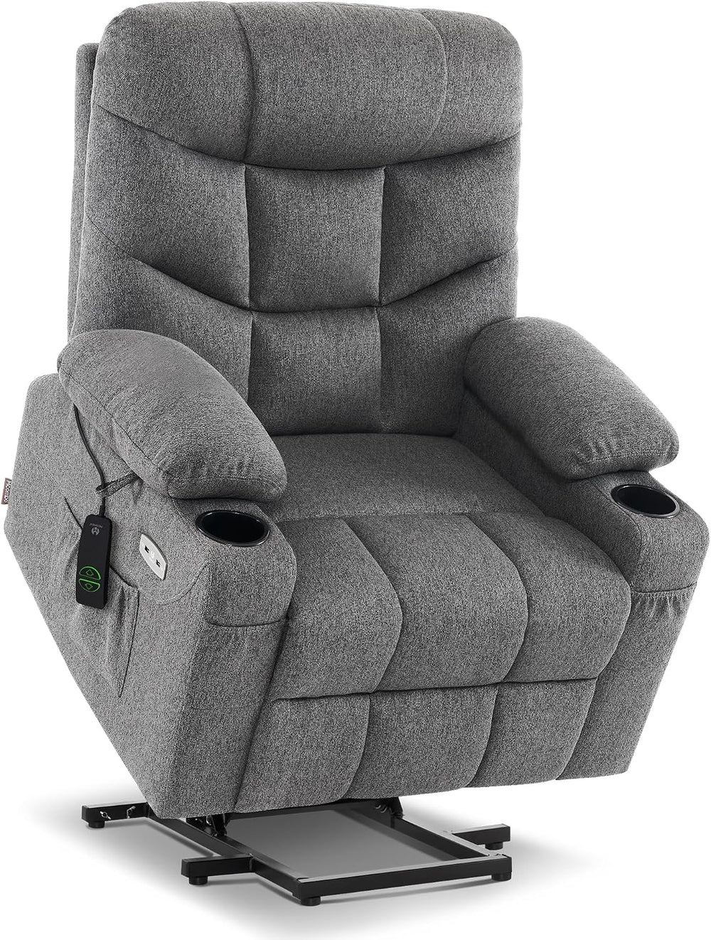MCombo Power Lift Recliner for Elderly, Fabric 7287 (Dark Gray, Medium)