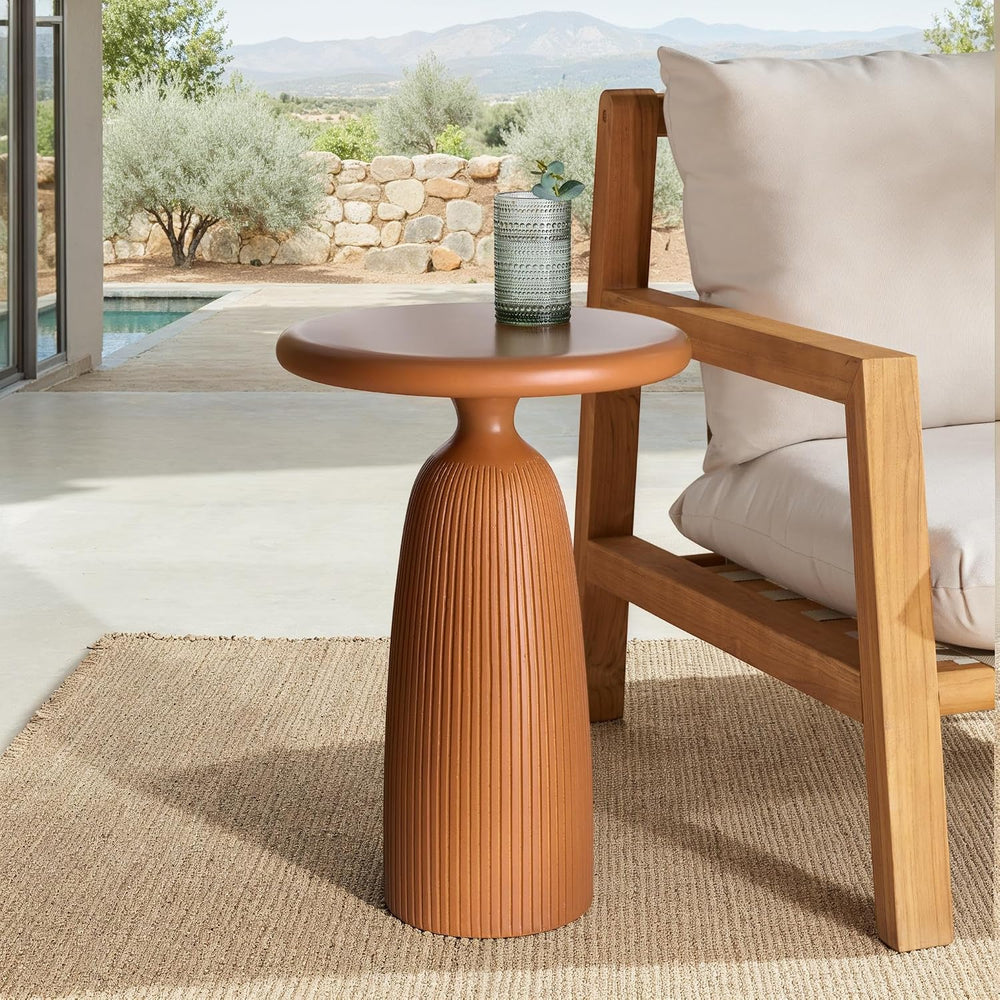 SAFAVIEH Couture Collection - Oskar Brown Concrete Accent Table, Round Modern...
