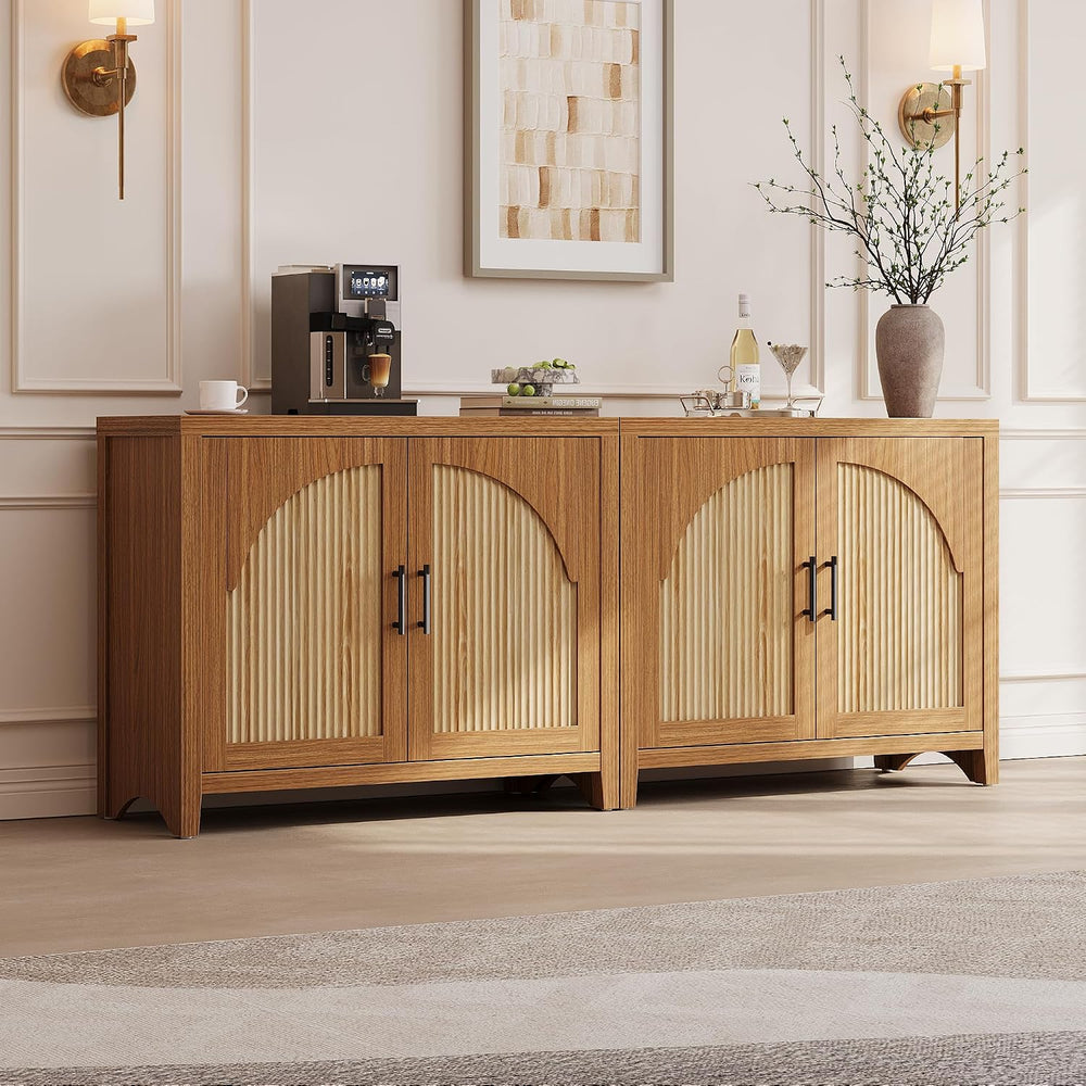 Bestier 37" Fluted Sideboard Buffet Cabinet with Storage, English Oak