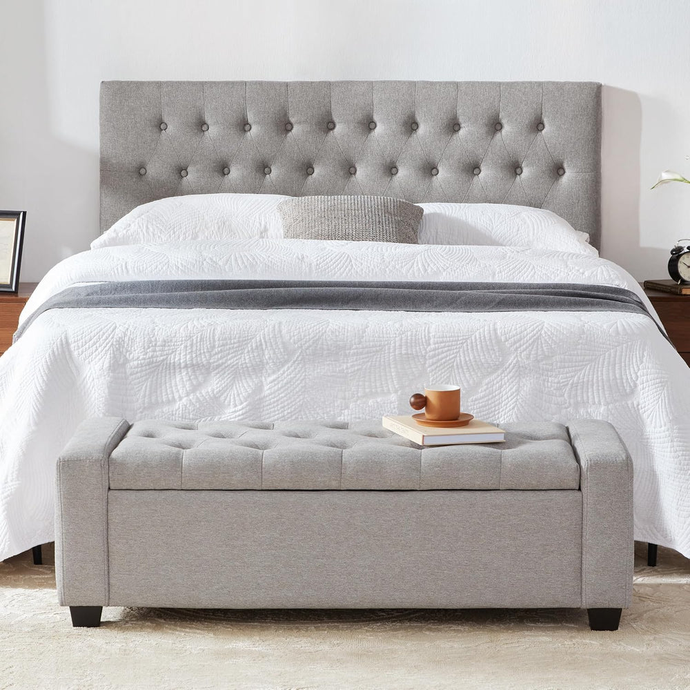 Huatean Home 48" Ottoman with Storage, Light Gray Storage Ottoman Bench