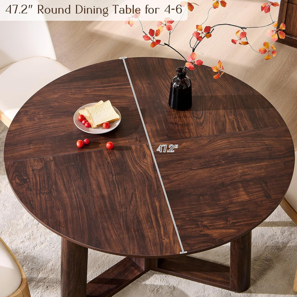 OKD 47" Dining Table for 4-6, Round Dining Room Table with Triangular St...