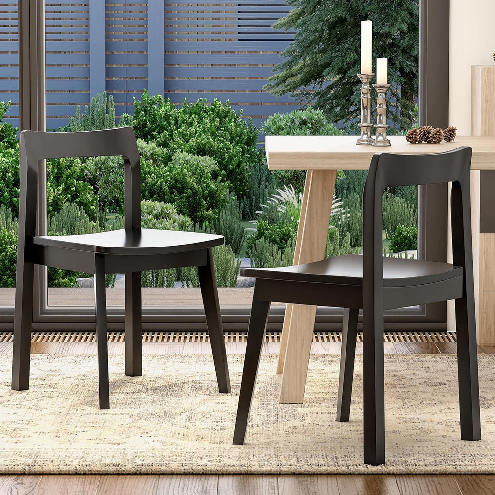 EYYTHUNG Farmhouse Wood Dining Chairs Set of 2,Wooden Kitchen Chairs, Mid Cen...