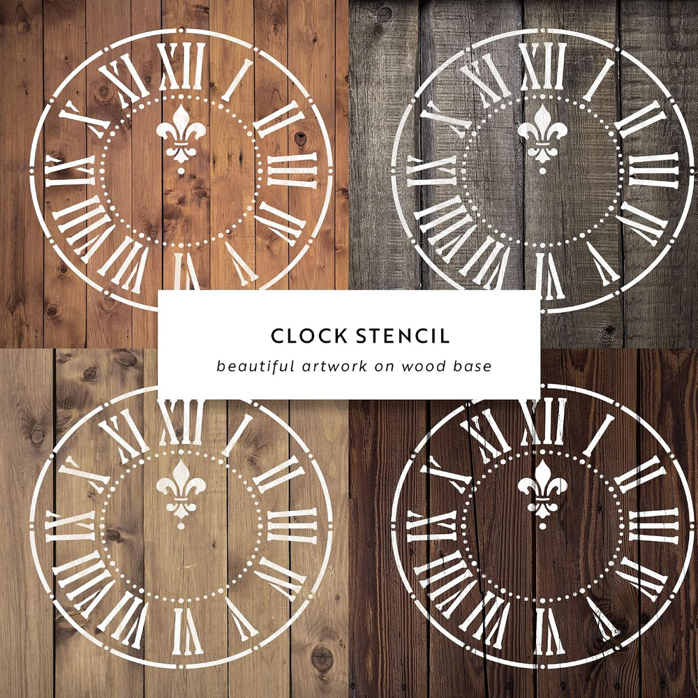 Farmhouse Wall Clock Art - Rustic Stencil for Decor, Print