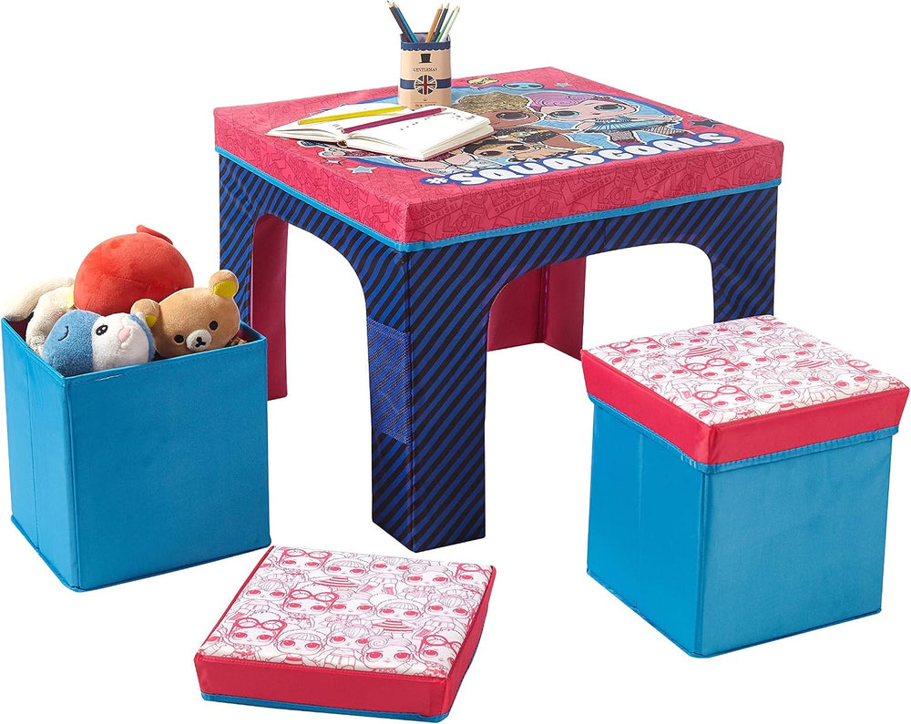 LOL Surprise 3 Piece Collapsible Table and Chair Set with Storage Table and 2...