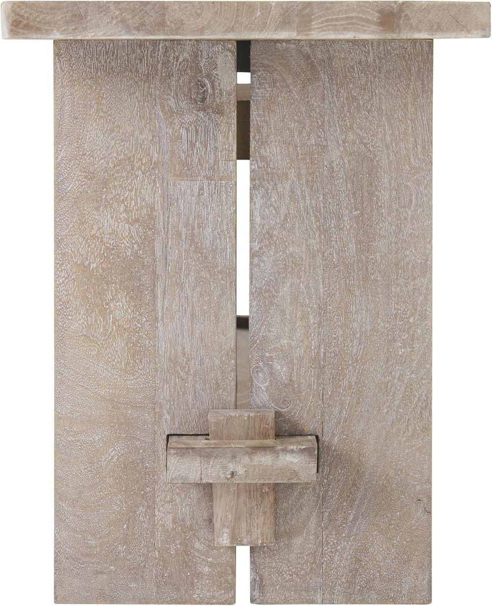 Alaterre Furniture Bethel Entryway Bench with Storage Shelf – Rustic Farmhous...