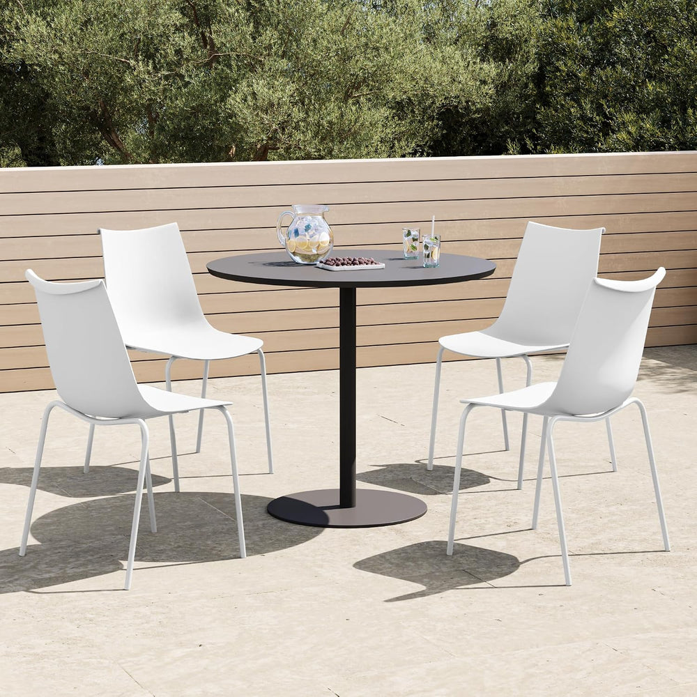 KISLOT Dining Chairs Set of 4, Plastic Outdoor Dining Room Chairs with Metal ...