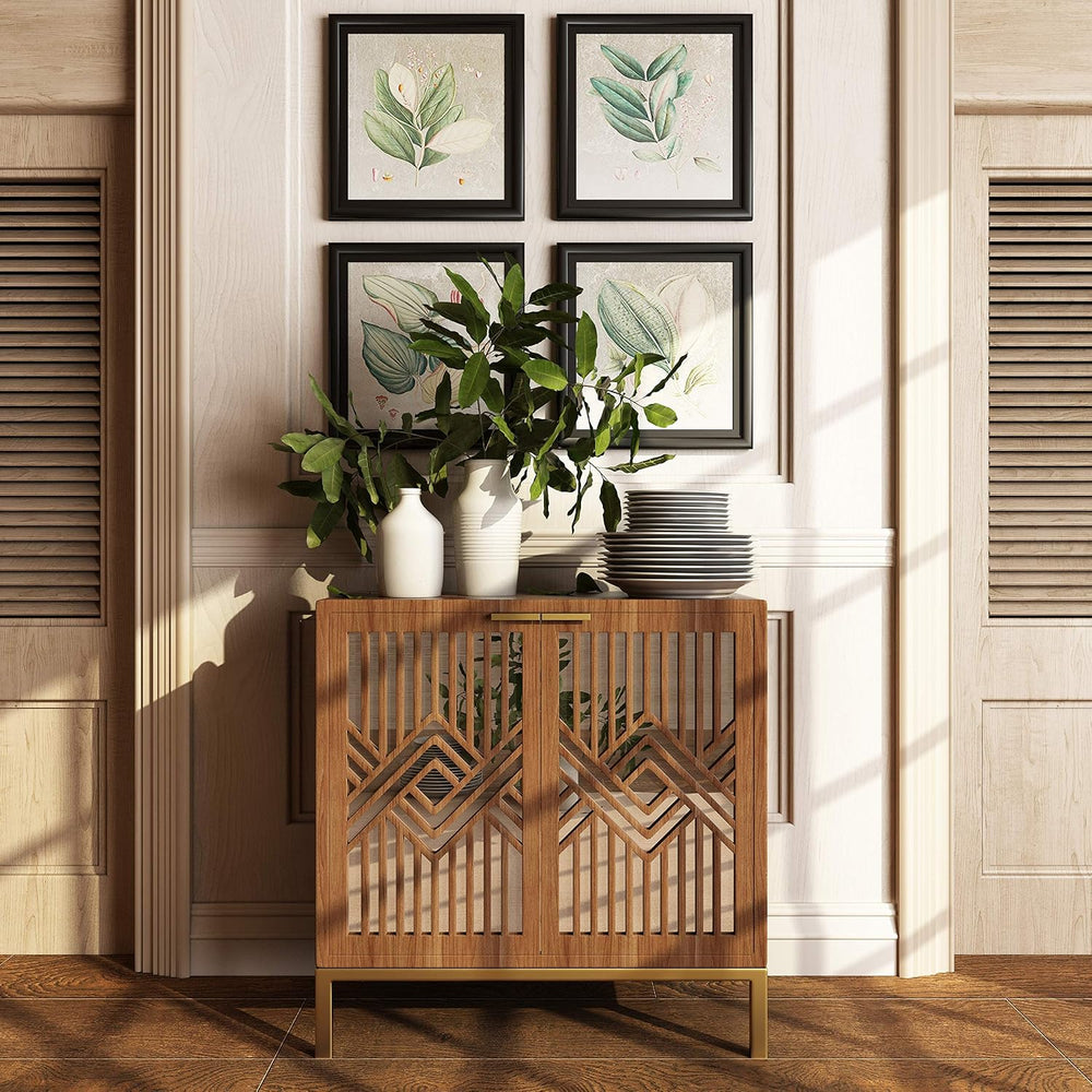 COZAYH 2 Door Accent Cabinet, Wood Sideboard Storage Furniture with Modern Ge...