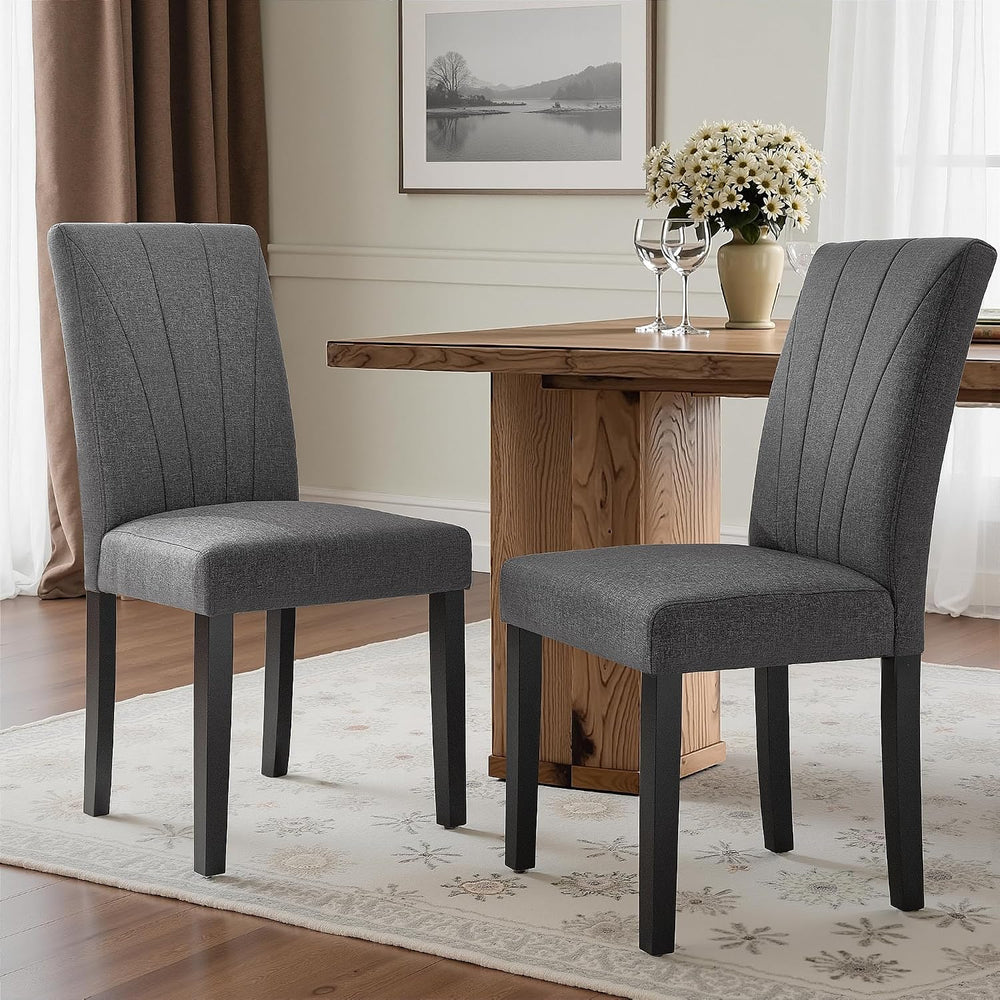 VECELO Upholstered Dining Chairs Set of 6, Modern Fabric and High Back & ...