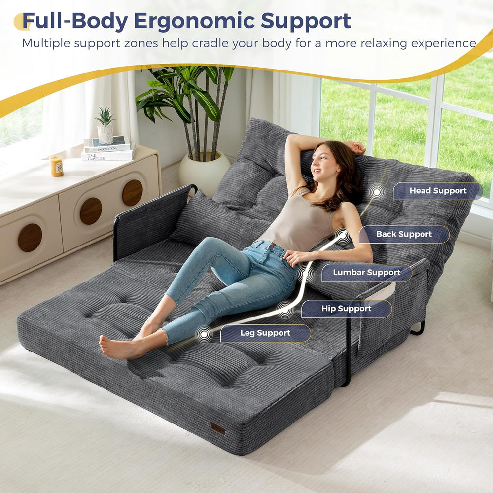 MAXYOYO Adjustable Folding Sofa Bed Couch with 2 Pillows, Dark Grey | Multi-F...