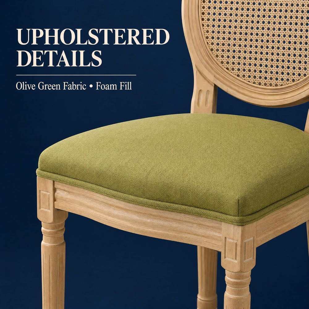 OVENTA Vintage French Country Dining Chairs Set of 6, Rattan Dining Chairs wi...