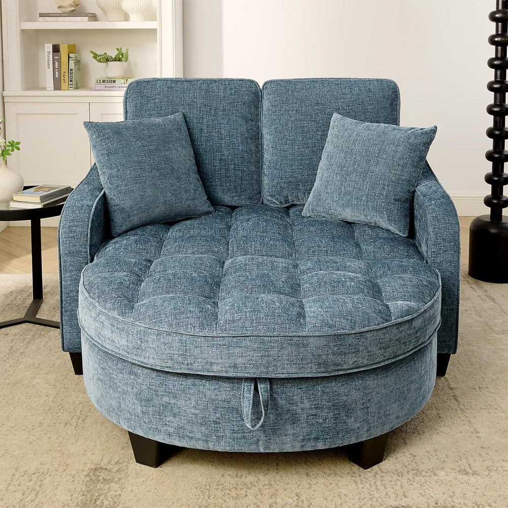 Oversized Curved Chaise Lounge Chair Indoor with Ottoman, 54.8" Cloud Re...