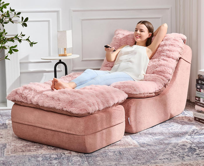 Hobestluk Small Couch Sofa Chaise Lounge Chair Recliner Chair with Footrest