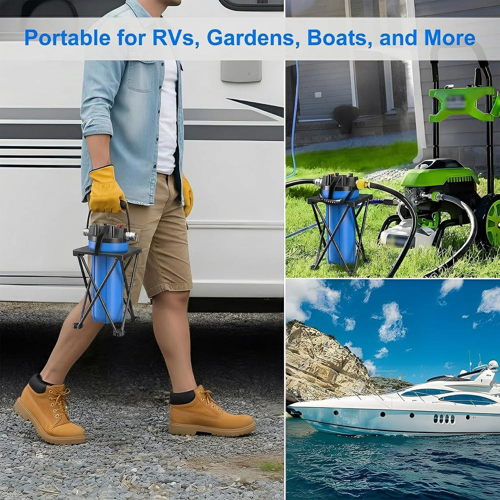 4-Layer RV Water Filter with Stand and 7,000 Gallons Capacity, 3/4" GHT ...