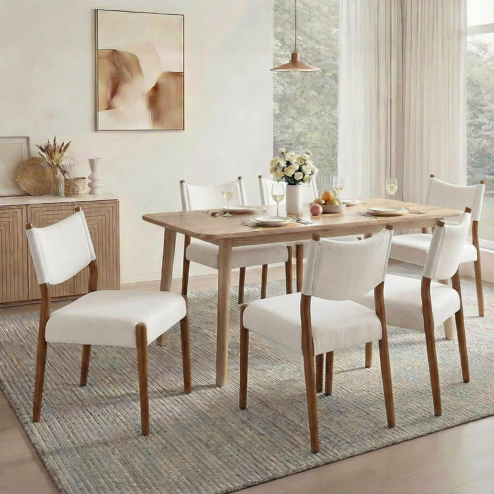KISLOT Dining Chairs Set of 4, Ergonomic Upholstered Wood Chairs, White | Mid...