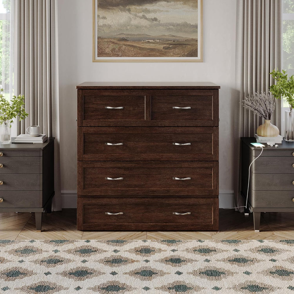 AFI, Northfield Murphy Bed Chest Twin XL with 6" Mattress, Burnt Amber