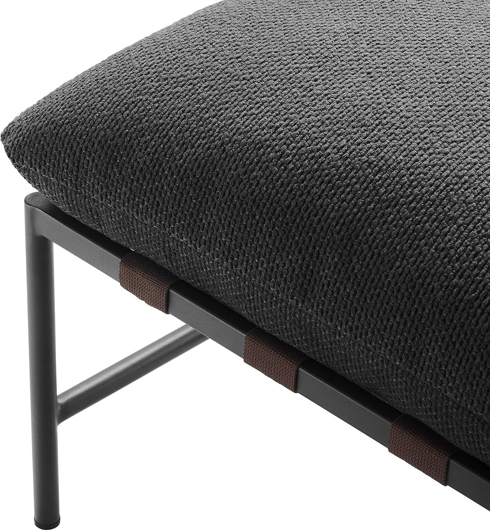 Modway Raya Outdoor Boucle Ottoman in Charcoal - Patio Sitting Stool Ottoman ...