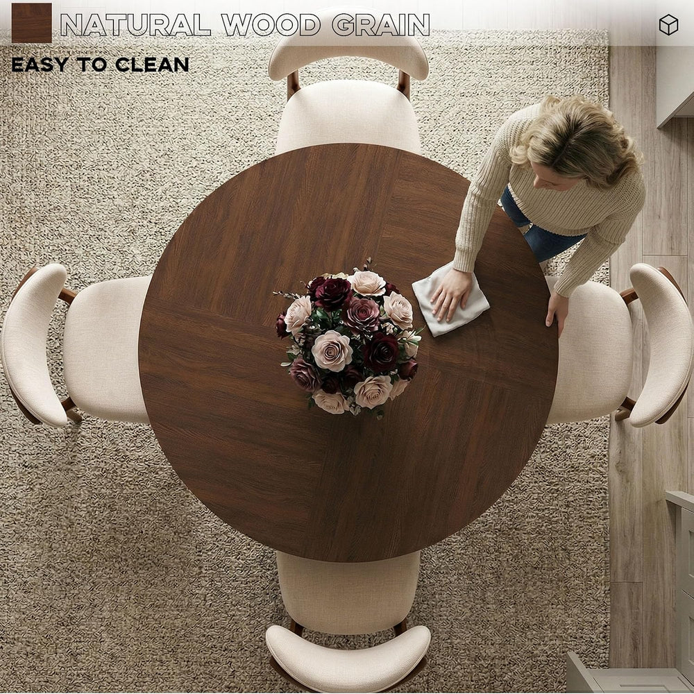 47" Round Dining Table Set for 4, 5 Piece Space Saving Kitchen Table and...