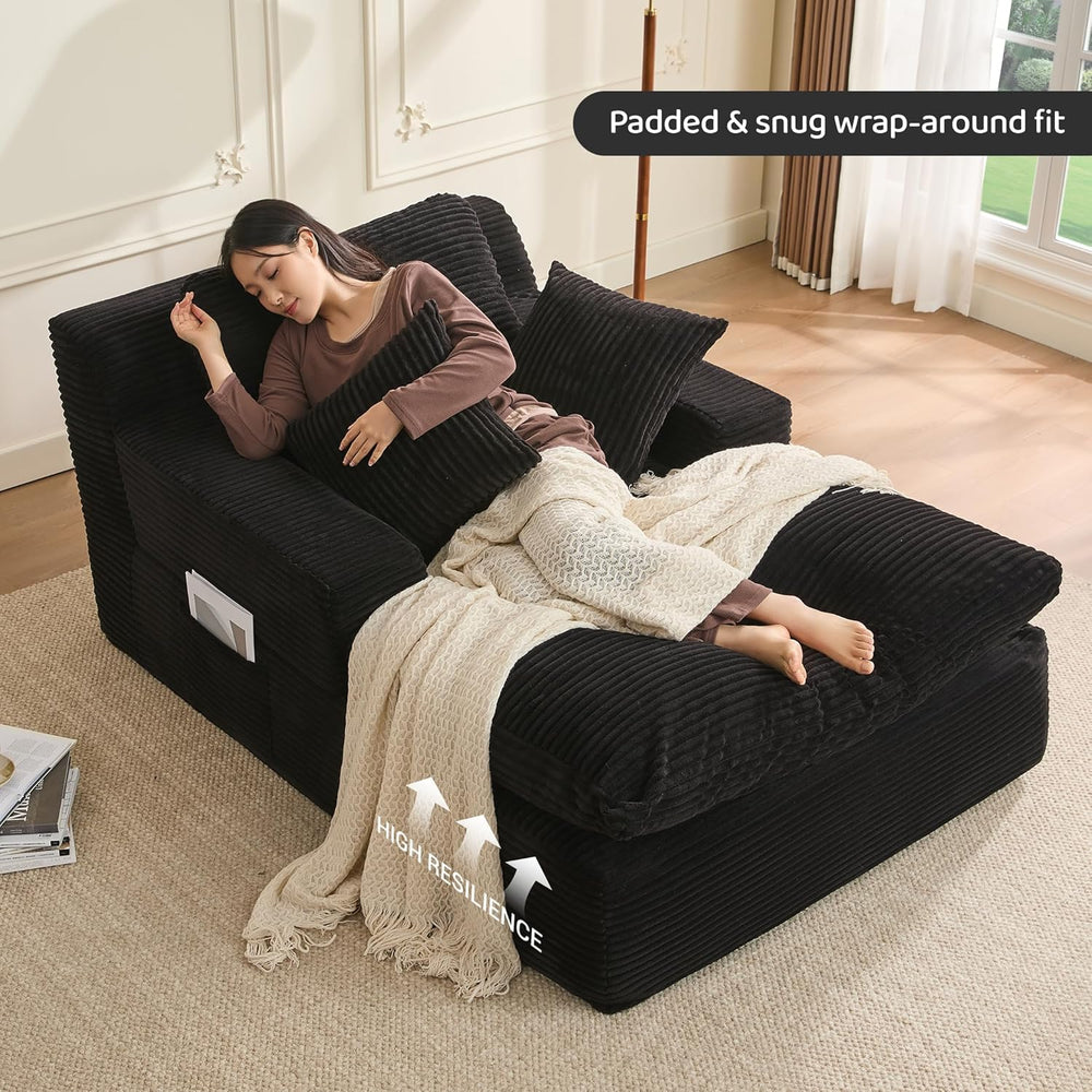 Afuson 63" Chaise Lounge Chair Indoor, Set of Convertible Sleeper Sofa C...