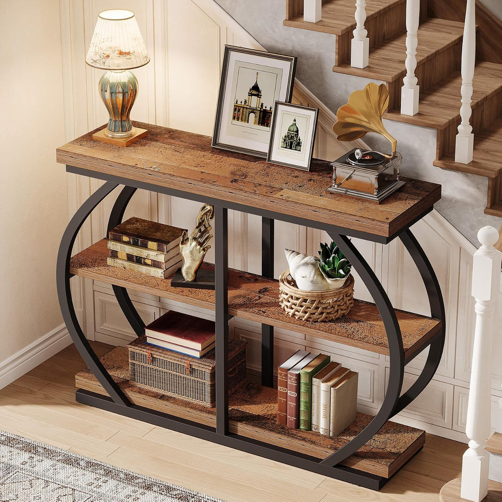 Tribesigns 41.3" Console Table, Industrial 3-Tier Entryway Table with Ar...