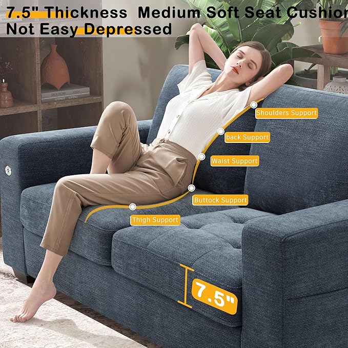 Hanherry 70" Loveseat Sofa for Living Room, Modern Comfy Couch with Medi...