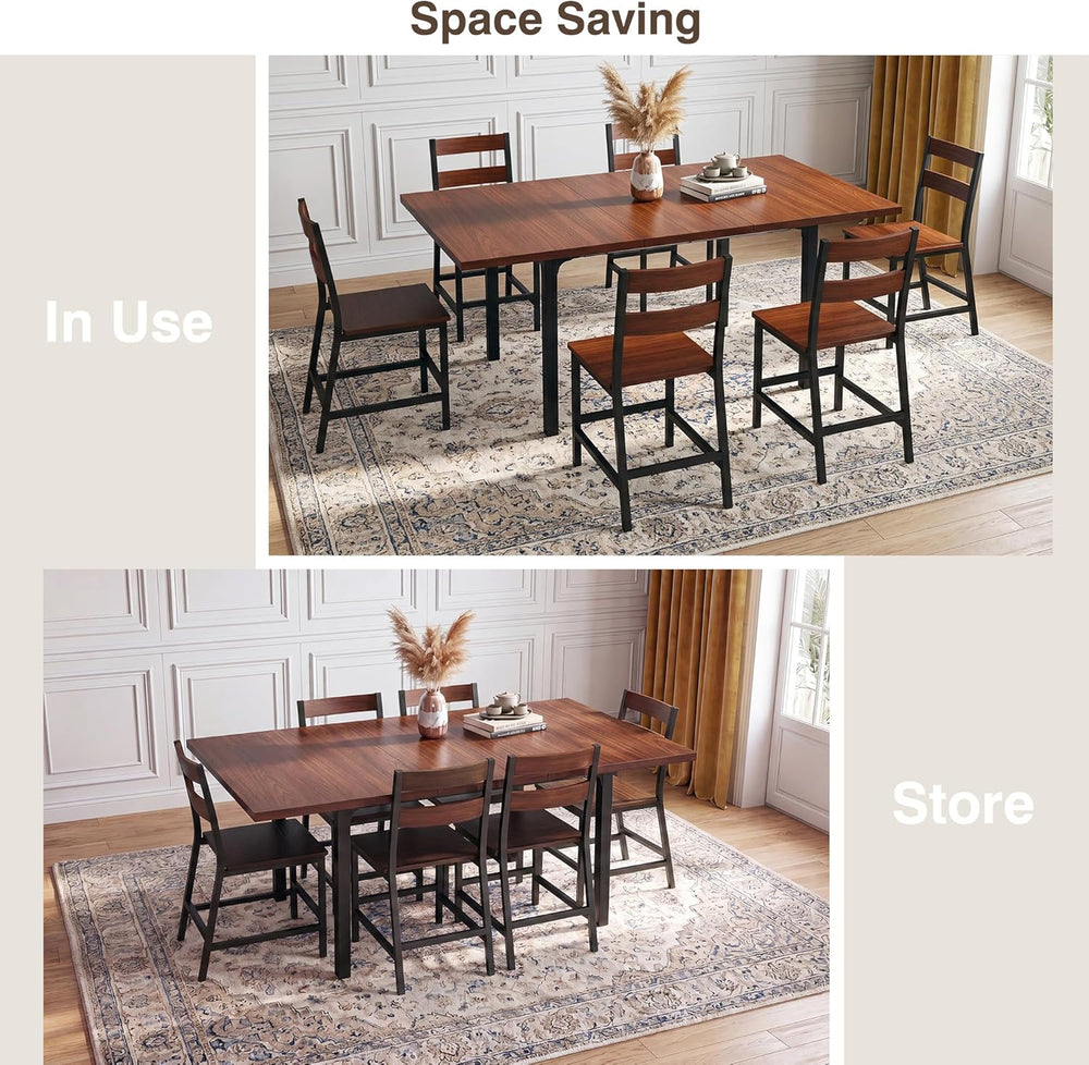 HUAHUU 7-Piece Dining Table Set for 6, 63" Extendable Kitchen Table with...