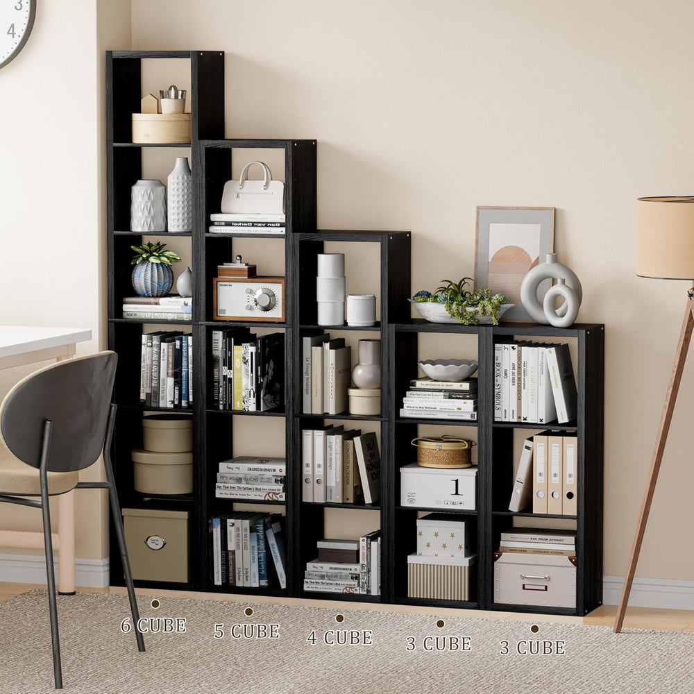 Tall Cube Storage Organizer Bookcase, 6 Tier 11 inch Open Back Cubical Shelf ...