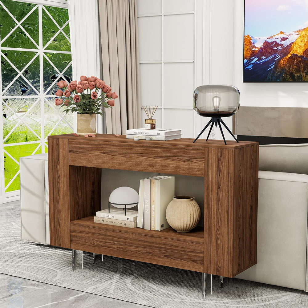 Console Table, 47" Entryway Table with Hidden Storage Cabinets, Adjustab...