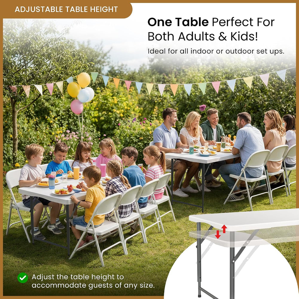 5.5 Feet ADJUSTABLE Foldable Table with Built in Handle & Steel Legs | 5....