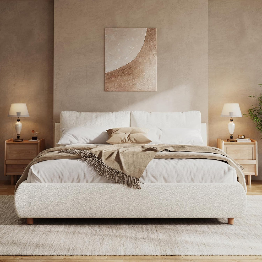 Christopher Knight Home Hazel Queen Size Bed Frame, Upholstered Platform Bed,...