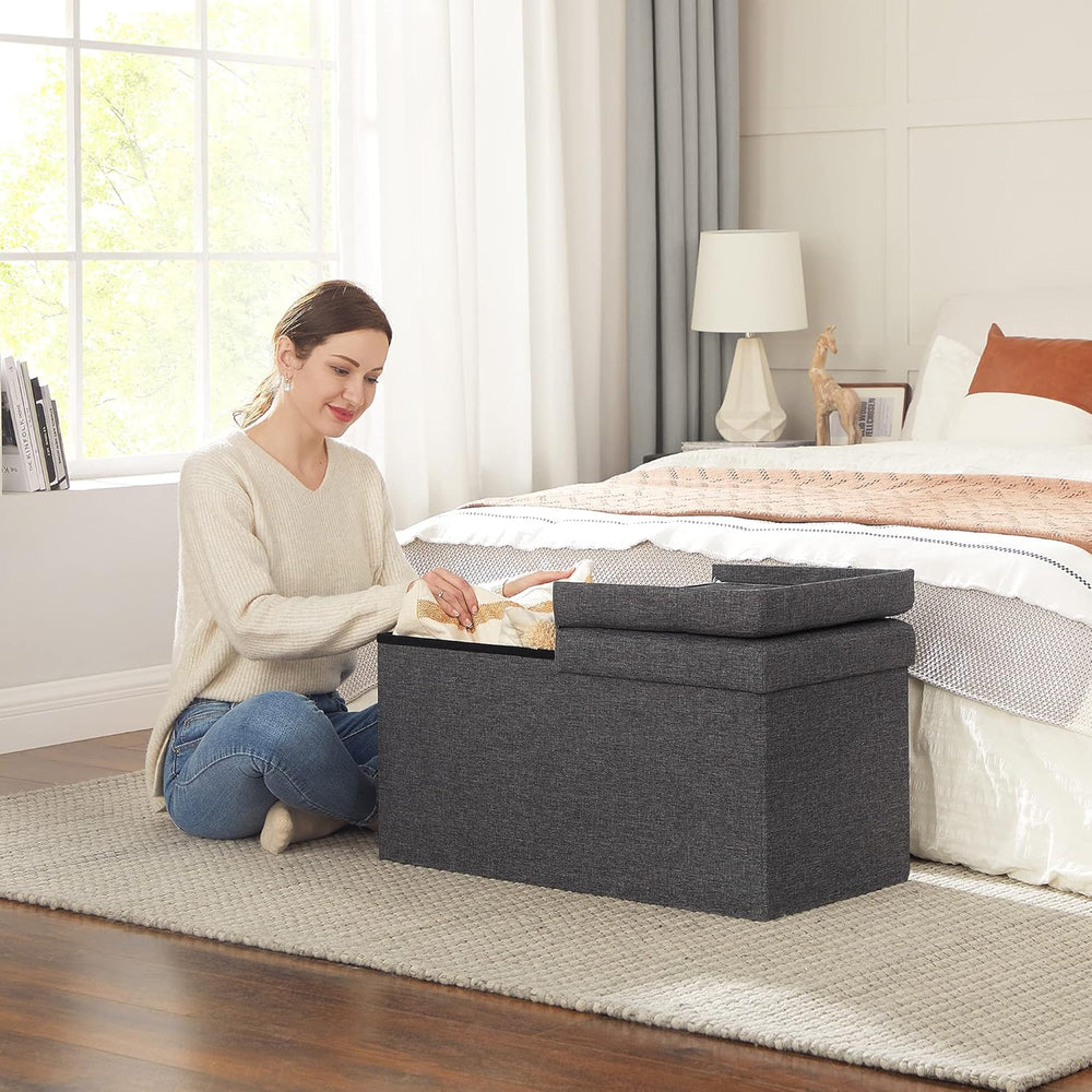 SONGMICS MAZIE Collection - 30 Inches Storage Ottoman, Foldable Storage Bench...