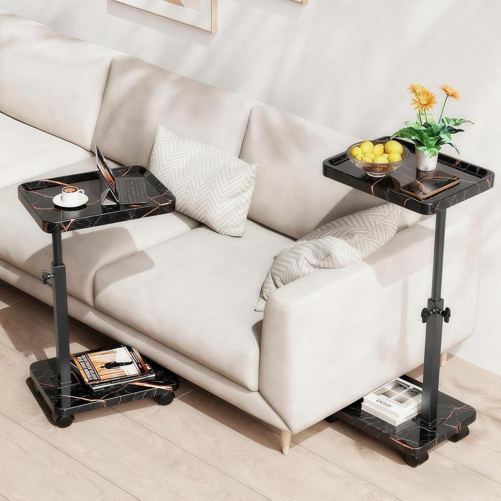 C Table End Table Adjustable Height, 360°Swivel TV Tray Table for Small Space...
