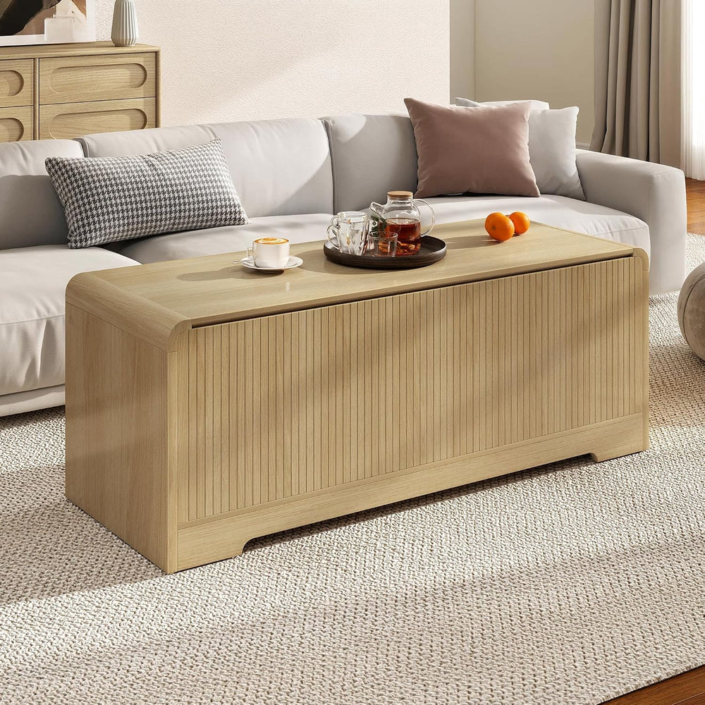Storage Chest, 47.2" Large Entryway Bench with Storage, Wooden Storage C...