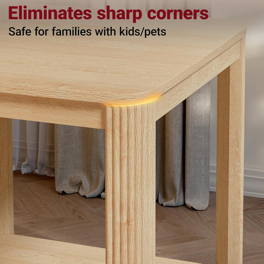 2Pcs 2 Tier End Table with Vertical Wave Grain Legs, 22.1'' Boho Squa...