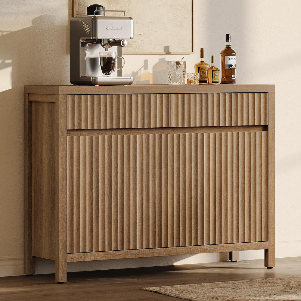 SICOTAS 42" Fluted Sideboard Buffet Cabinet with 2 Drawers and 3 Doors